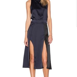 Lavish Alice Color blocked High Neck Midi Dress